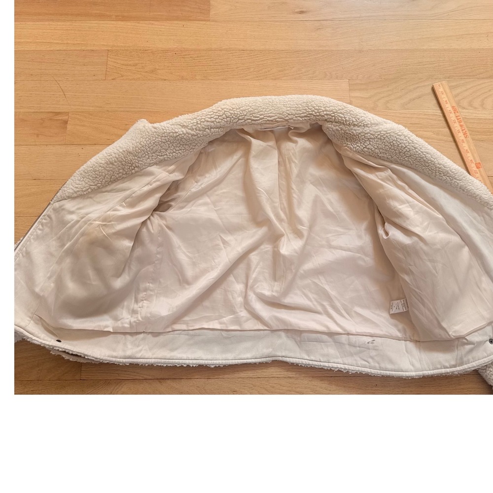 ASTR The Label Cream Teddy Faux Shearling Moto Jacket Womens Size M Ivory Zip - Picture 6 of 8